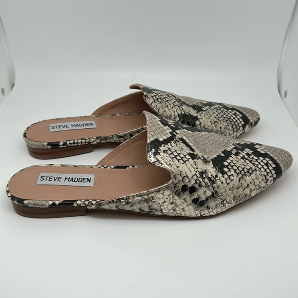Steve Madden Mattis Python Snakeskin Pointed Toe Slip On Mules Flats Size 8.5 - Picture 3 of 12